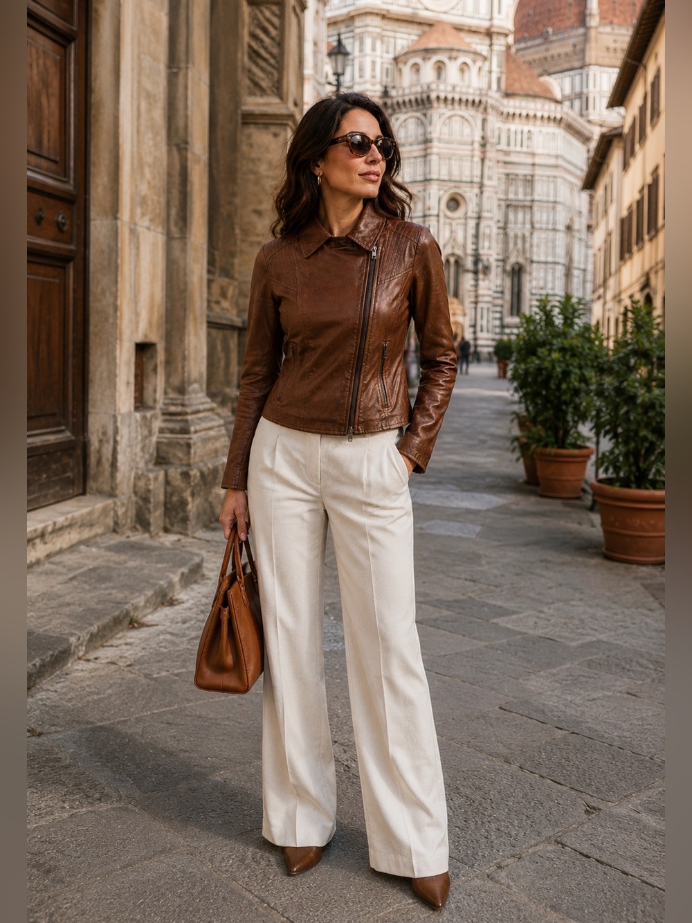 Made in Florence 🇮🇹 Leather Jacket | Rich Cognac Brown Size 2